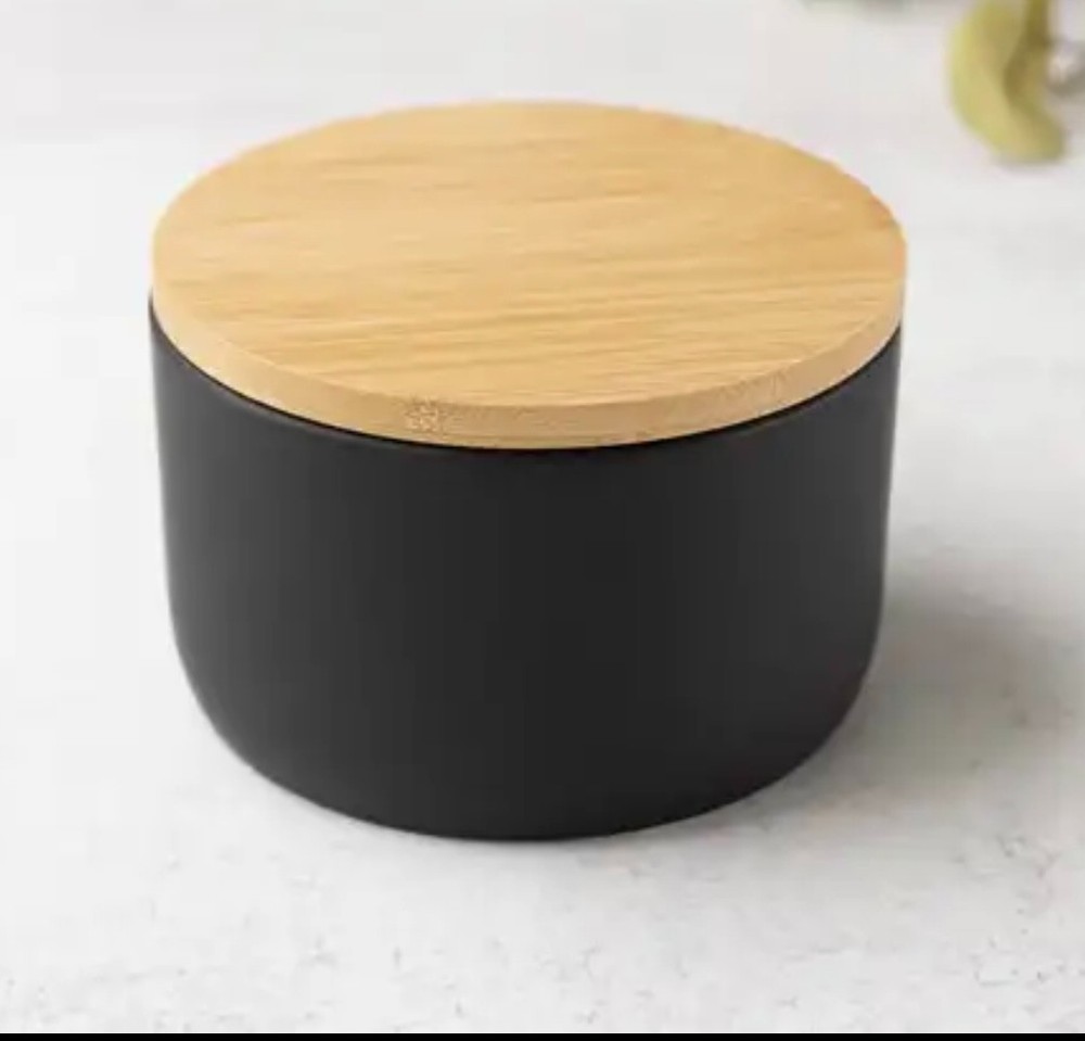 4pcs, 22oz  3-Wick Ceramic Jar with Bamboo lid