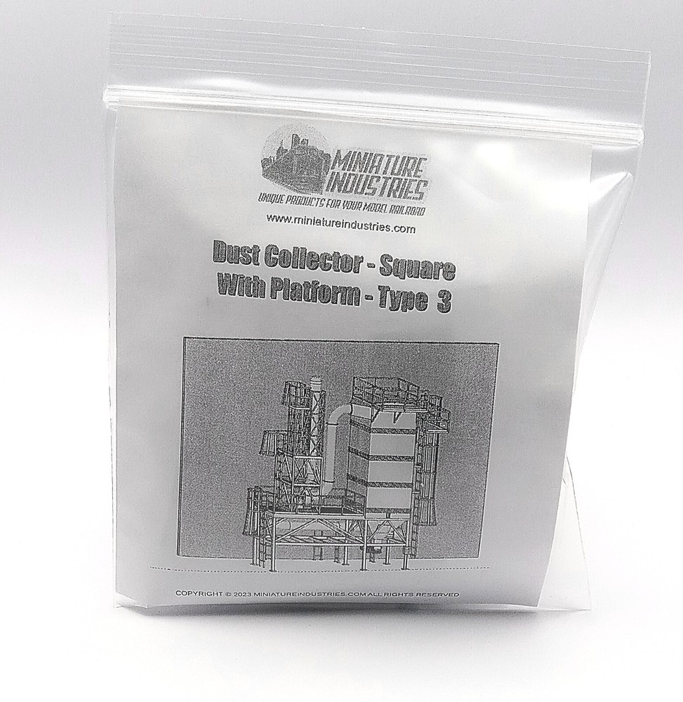 N Scale Dust Collection Sq. L. wPlatform Kit for Grain Elevator Structures 1:160