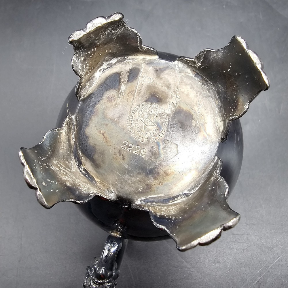 Antique James Tufts Tilting Tea Pot With Burner Creamer Sugar