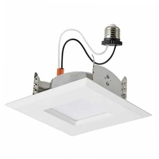 LED Retrofit Downlight with Stepped Baffle, CCT Selectable 4 Inch Square White