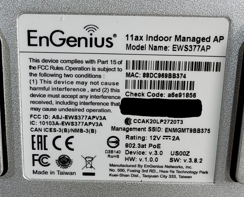 ENGENIUS EWS377AP Indoor Managed Access Point SEE NOTES