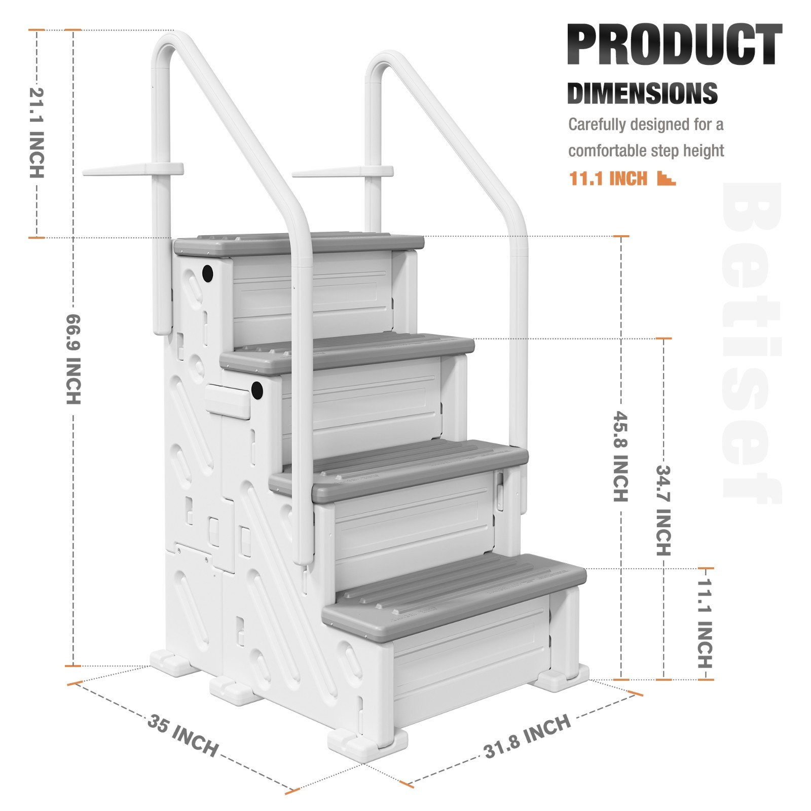 Pool Ladder above Ground, Heavy Duty 4-Step Pool Ladder with Dual Handrails
