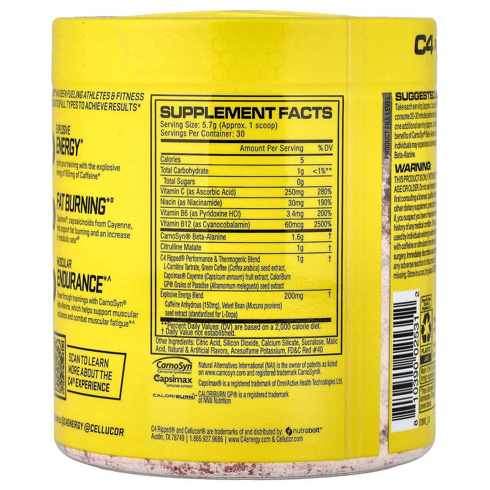 Ripped®, Pre-Workout, Cherry Limeade, 6 oz (171 g)