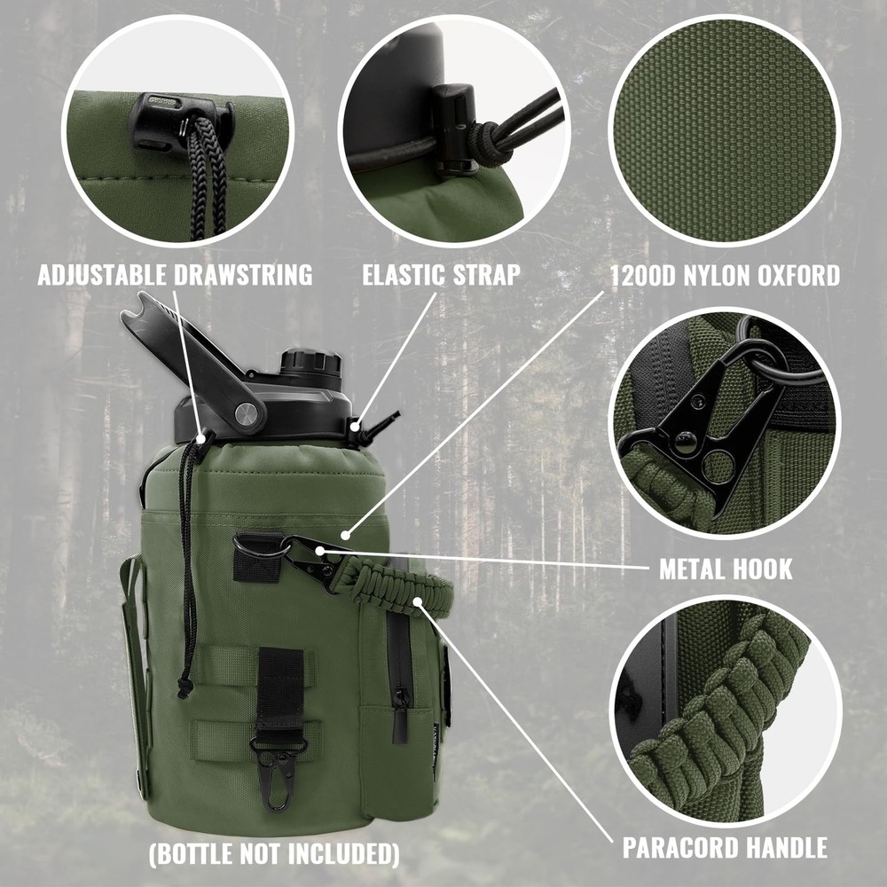32 64 128oz Tactical Water Bottle Pouch, Multi-Function Tactical Water Bottle...