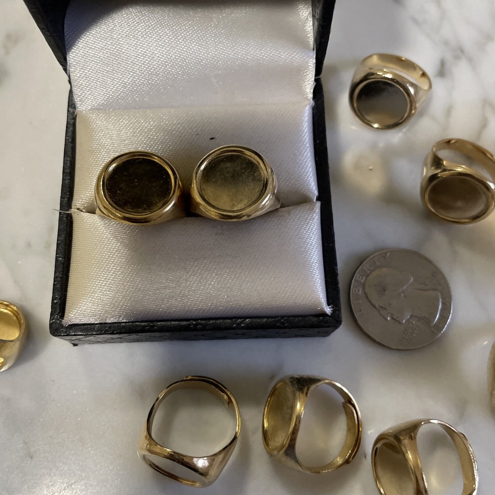 12 VTG Gold Over Brass Adjustable Ring Settings