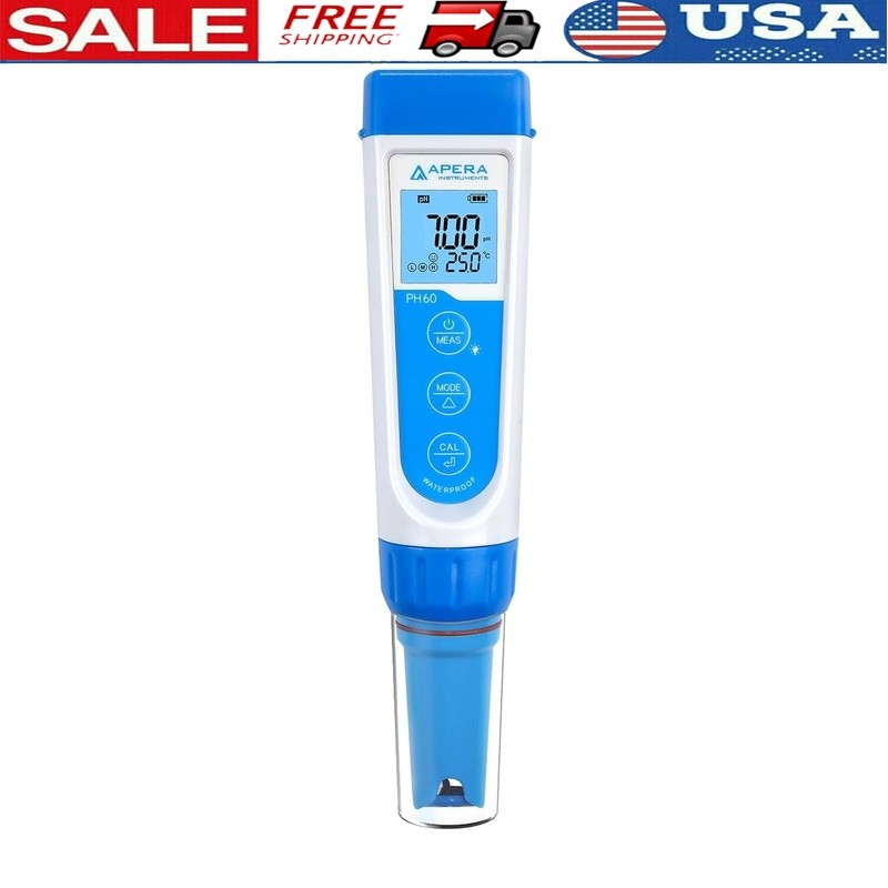pH Meter W/ Replaceable Probe Auto Calibration ATC Large LCD Dual Display Kit US