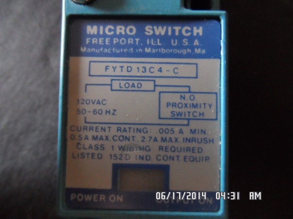 MicroSwitch FYT 13C4-C, 120VAC, 50-60Hz