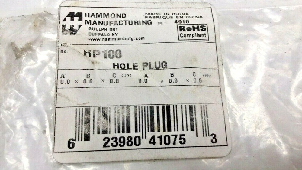 Hammond HP100 Hole Plug