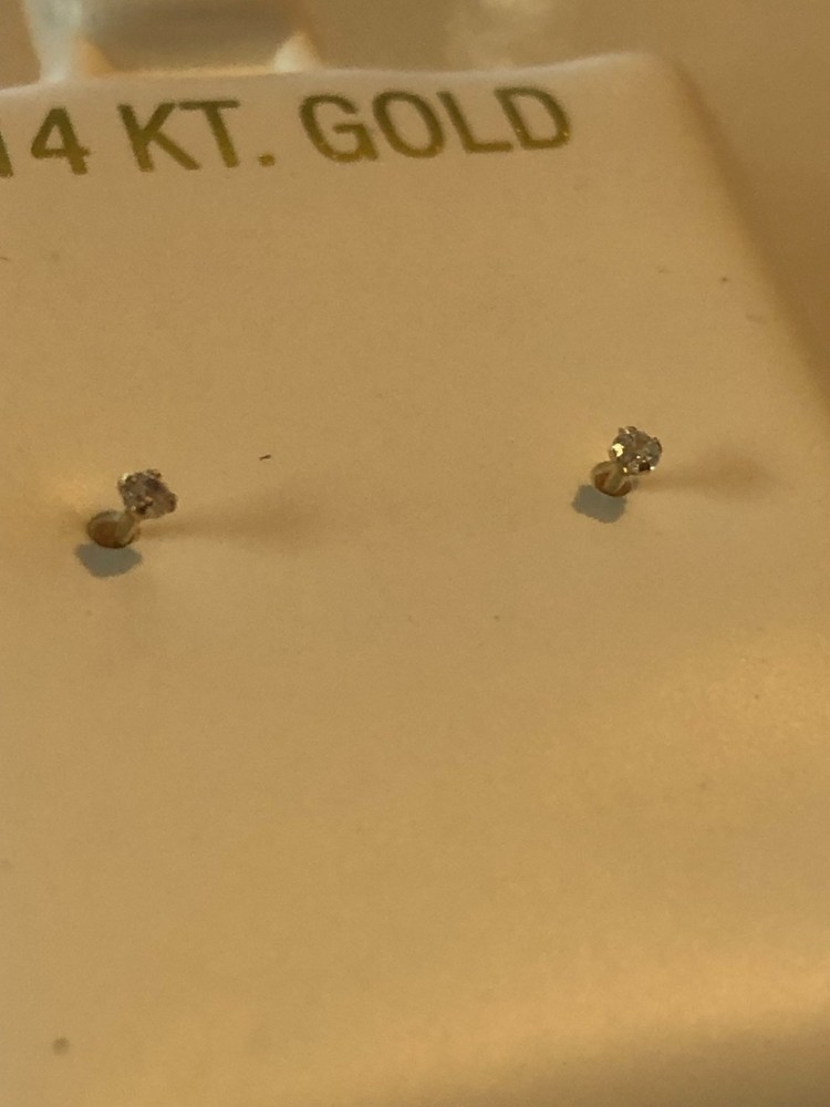 14kt gold cz thiny studs