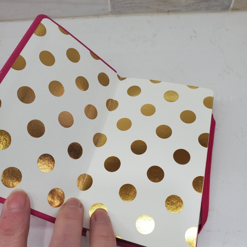 Kate Spade THIS JUST IN Lined Notebook Small Size Gold Edge Elastic Strap Damage
