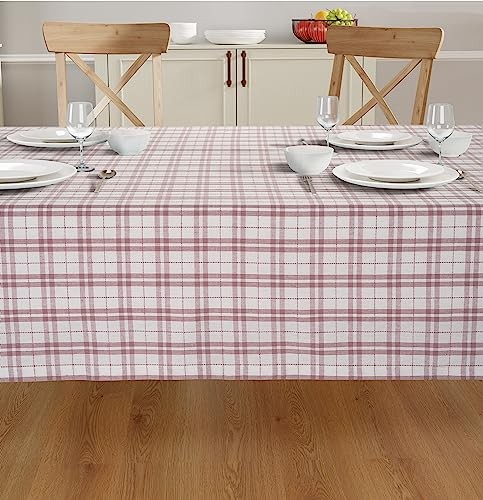 Cotton Table Cloth - Rectangle Table Cover 104" x 60" (Rectangular) Pink Dobby
