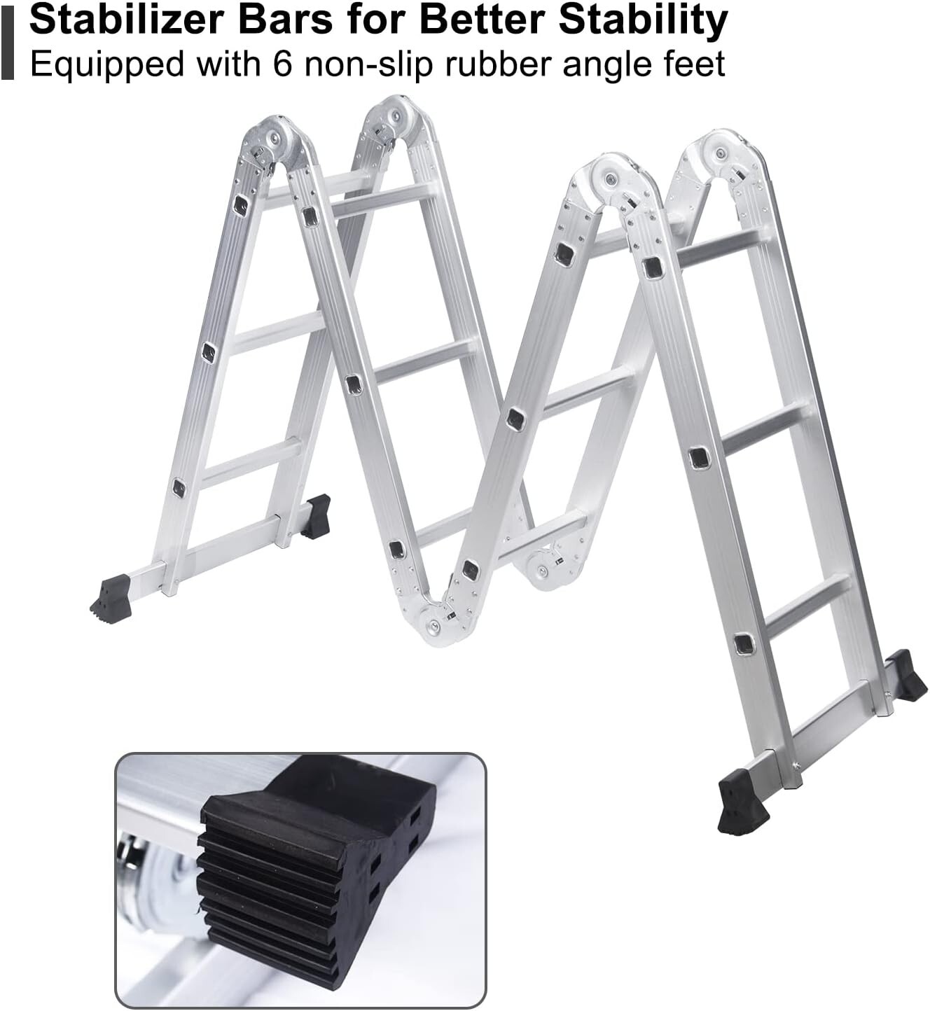 7 in 1 Folding Step Ladder 12.5ft Multi Purpose Aluminum Extension Ladder