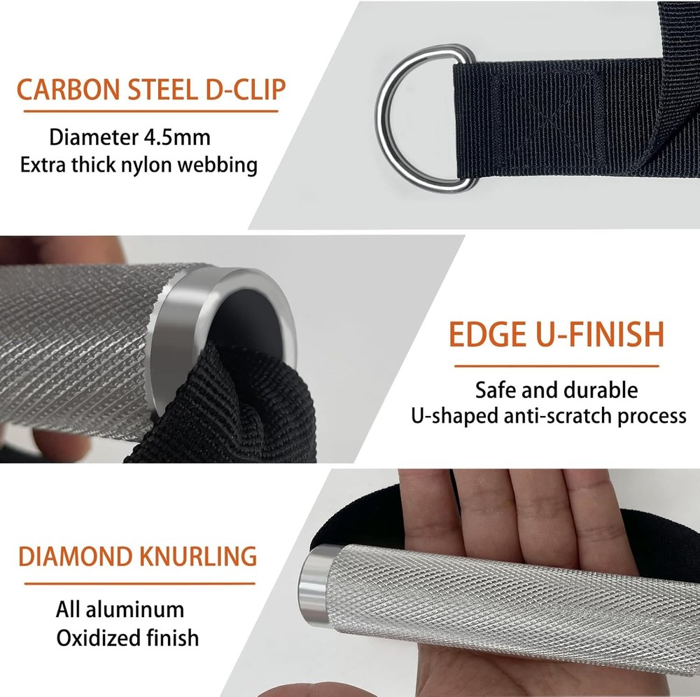 2Pack Upgraded Heavy Duty Exercise Handles for Cable Machine, Silver Black