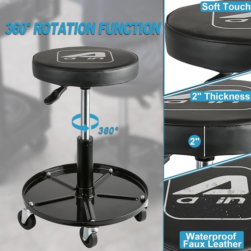 LT12 Professional Mechanics Roller Seat, Pneumatic Adjustable Rolling Stool