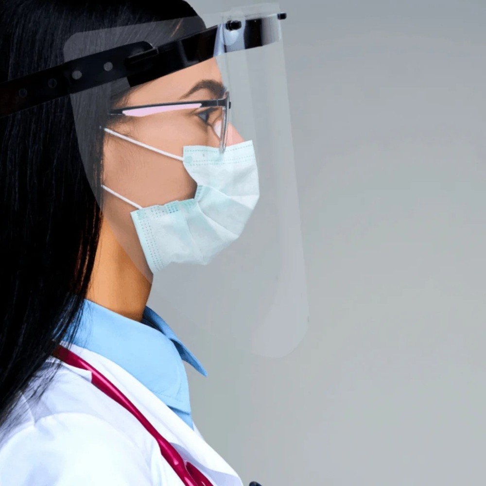 NEW reusable all plastic face shield mask visor PPE with adjustable rubber strap