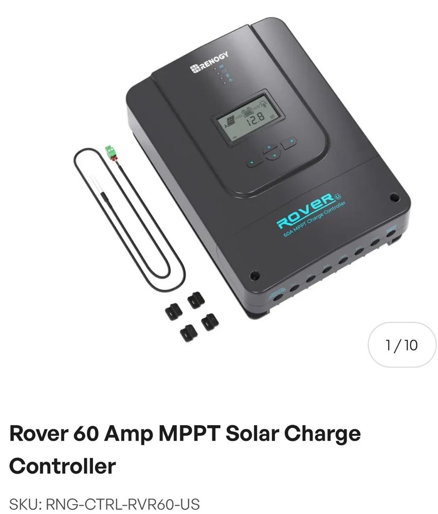 Renogy Rover 60A MPPT Solar Charge Controller w/Bluetooth Module LCD Display Blk