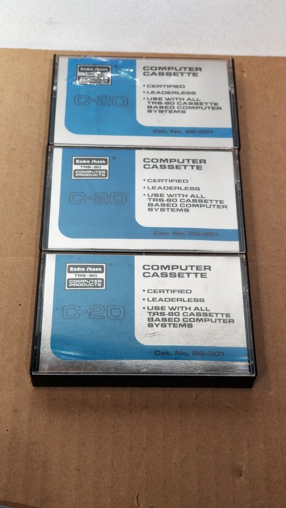 3x - RadioShack Tandy TRS80 Computer Cassette C-20 - Used