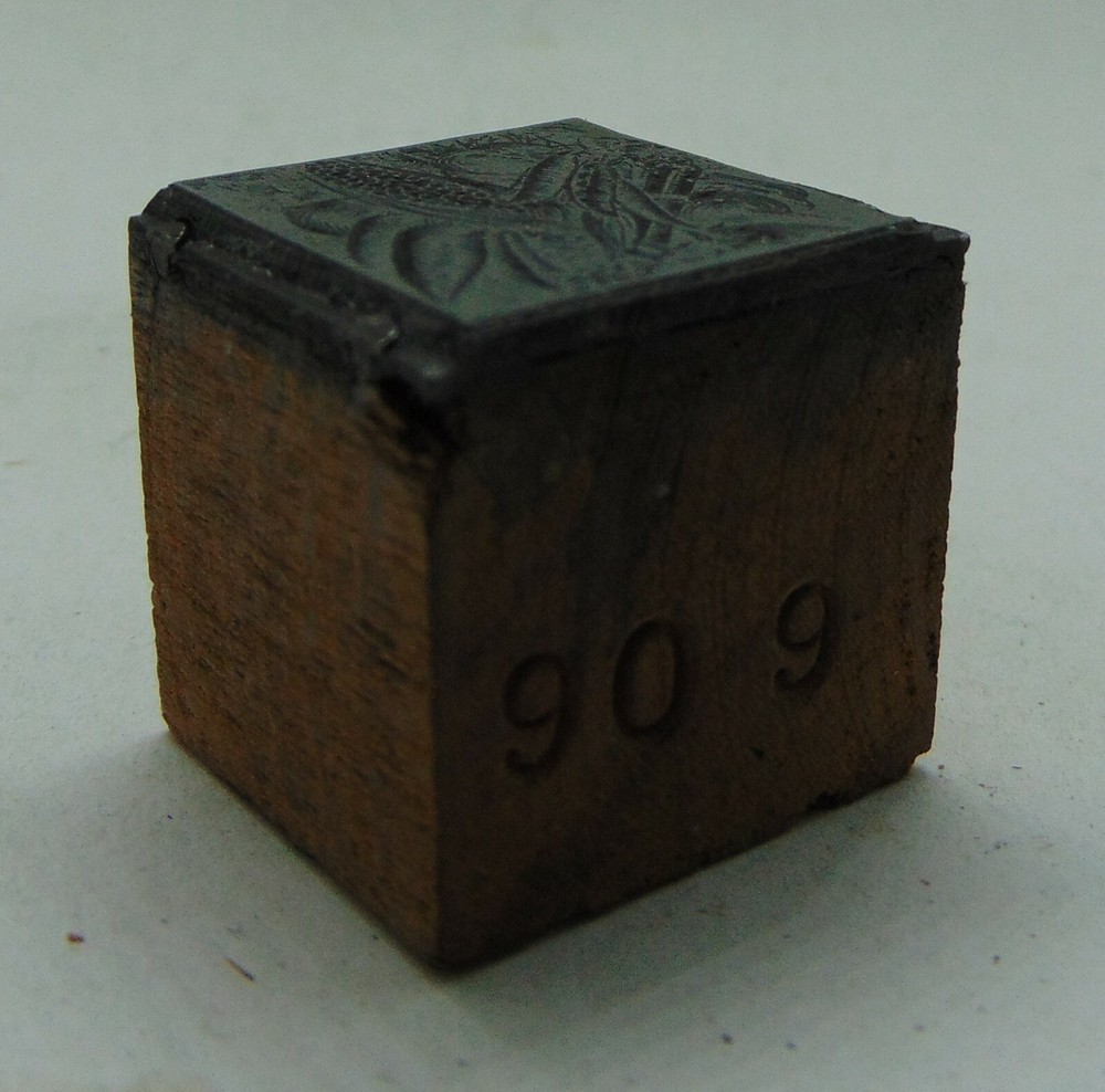 Vintage Printing Letterpress Print Block Hooked Fish