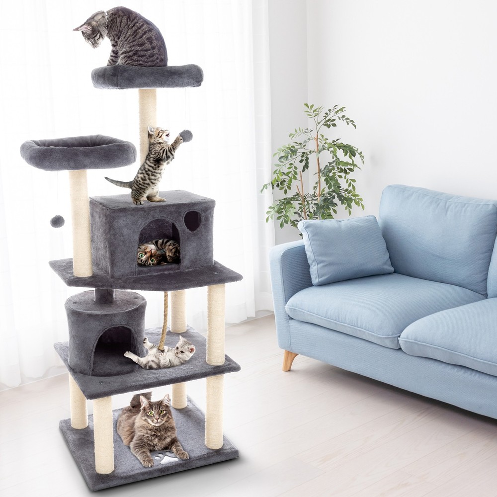 Ultimate Cat Condo Tower 8 Scratching Posts, 2 Padded Perches, 2 Kitty Huts