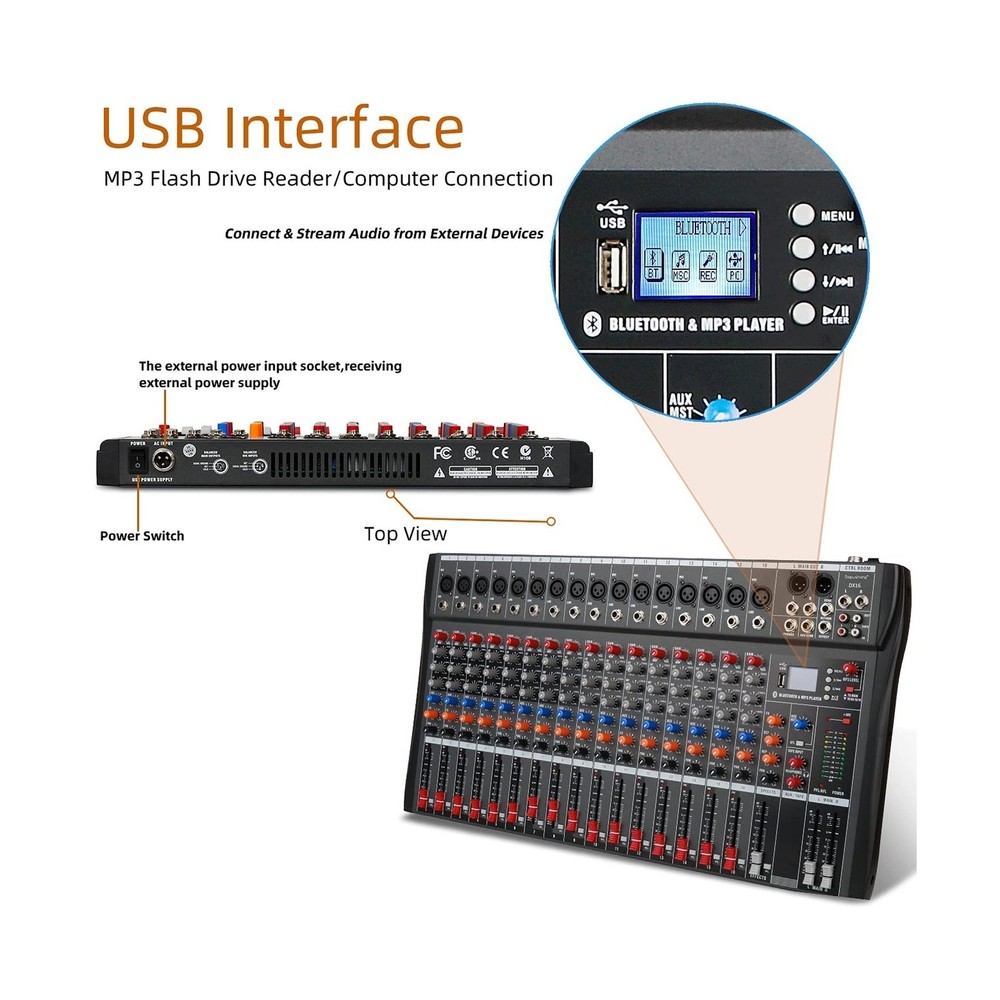 Depensheng DX16 DJ Sound Controller Interface w/USB Drive for Computer Record...