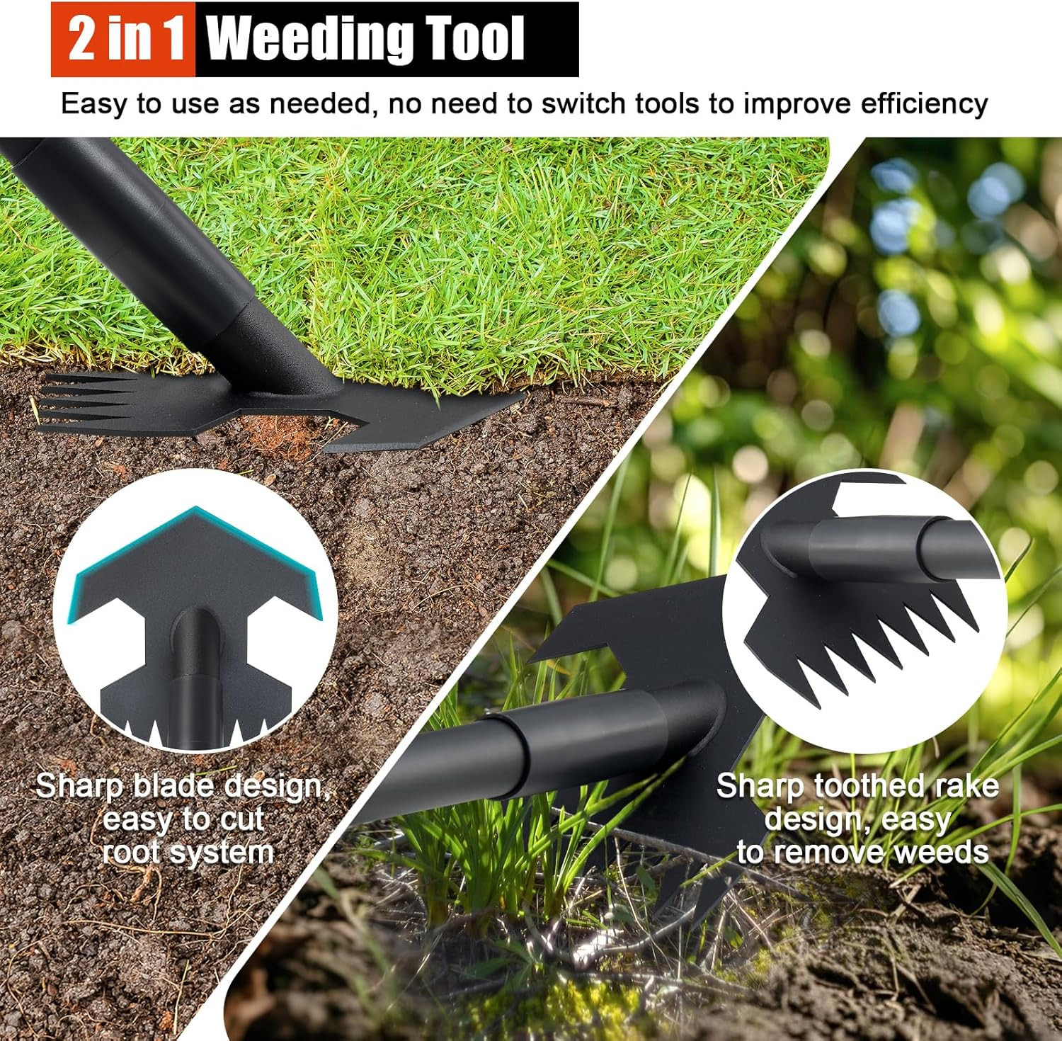 Hoe Garden Yard Tool Long Handle 52" Dual Use Weeder Cultivator Steel Blade