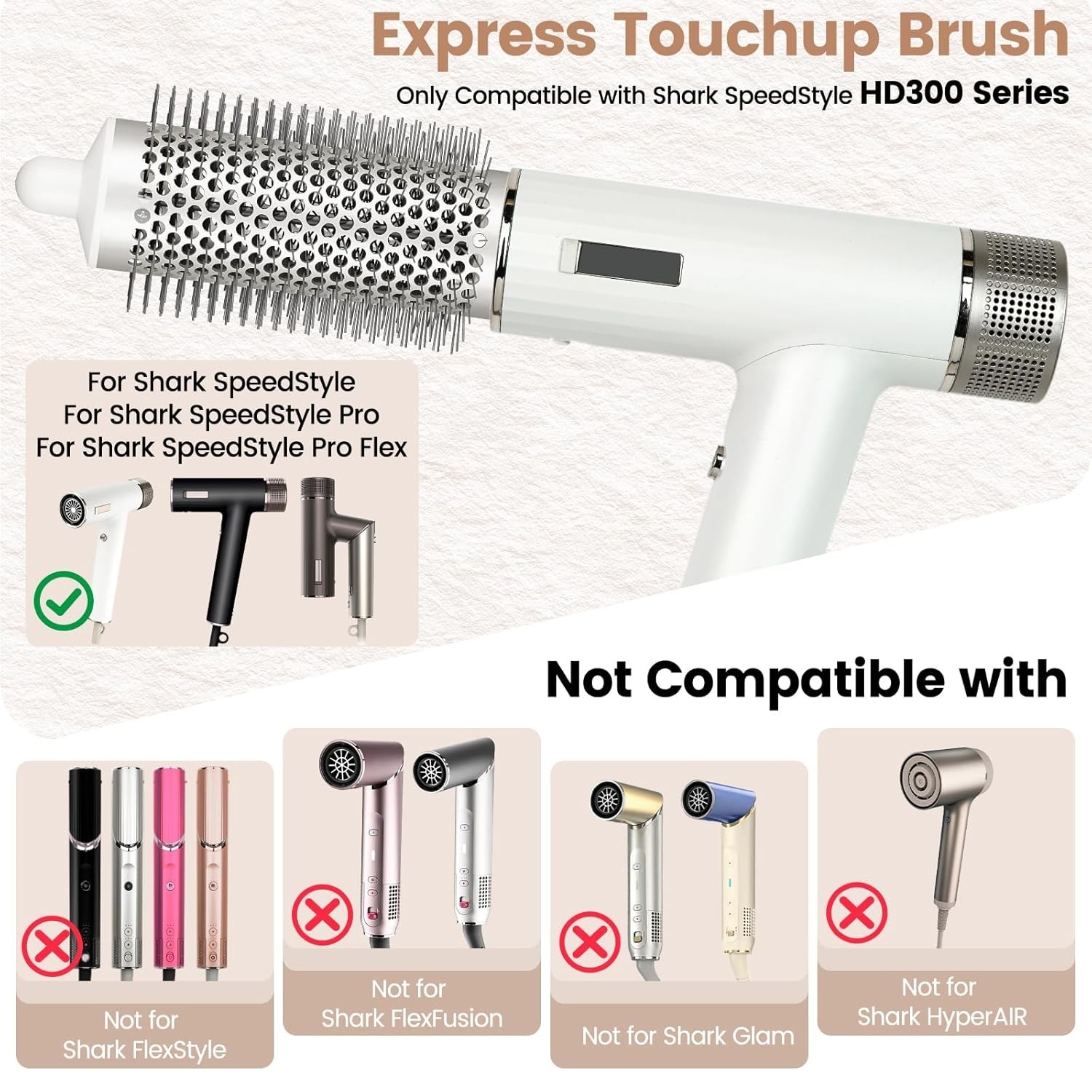 Round Brush Attachment for Shark FlexStyle HD300 Series Blow Dryers Attachments
