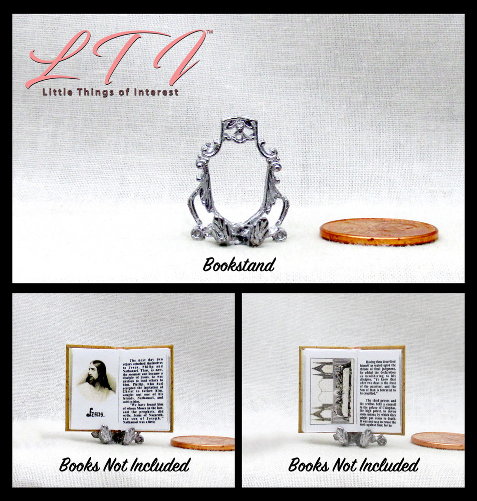 SILVER BOOKSTAND FOR A 1:12 Scale Miniature Book
