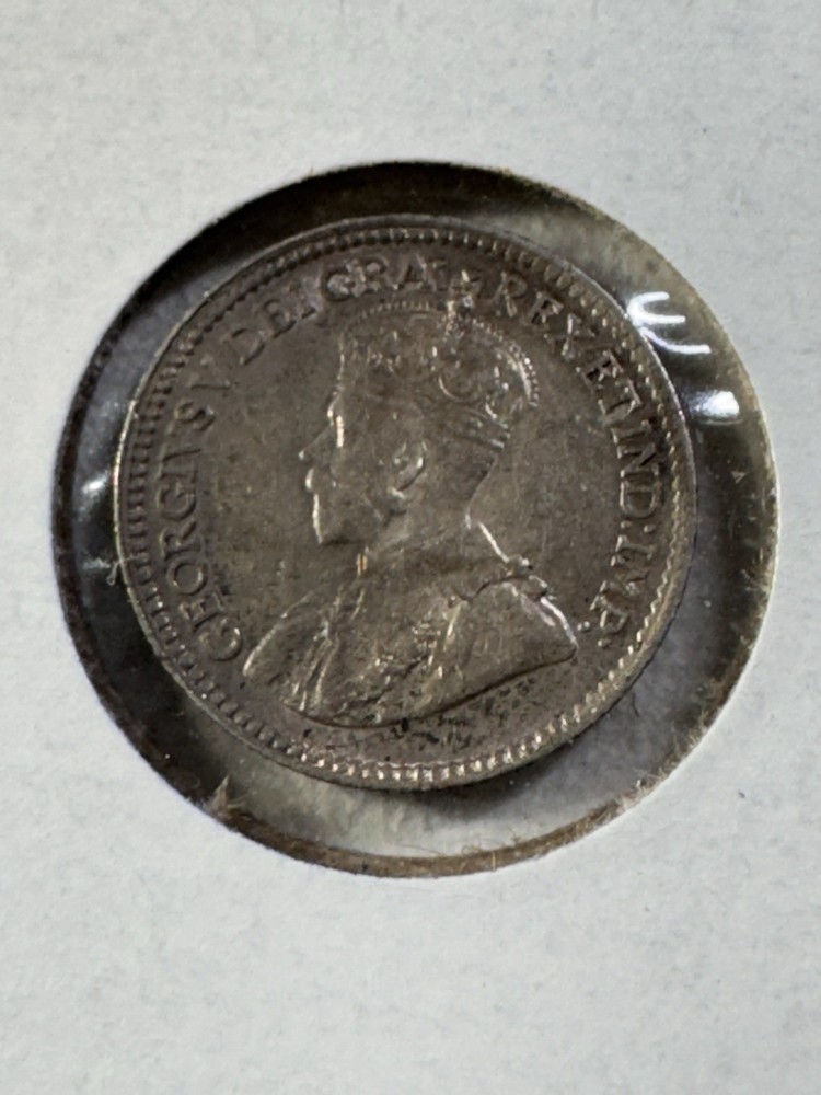1918 Canada 5 Cents Small Silver Coin Cleaned