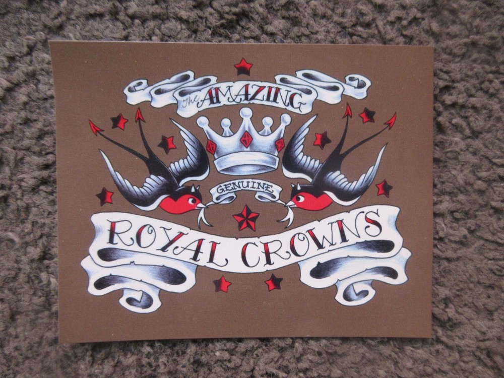 THE AMAZING ROYAL CROWNS 1998 5" x  4" VELVEL PROMO CARD EX.+ (TATTOO DESIGN)