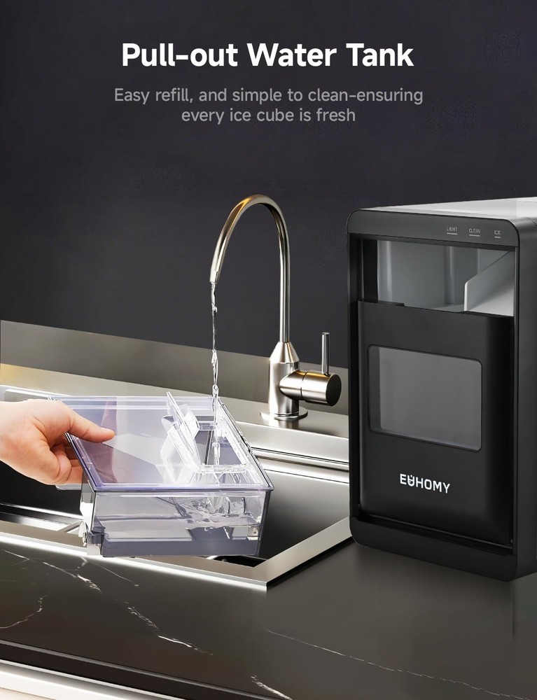 Nugget Ice Maker Countertop, 40Lbs/24H Pebble Ice Maker Machine, Self-Cleaning C