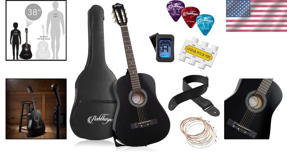 Basic Starter Kit for Beginners, 38" Acoustic Guitar