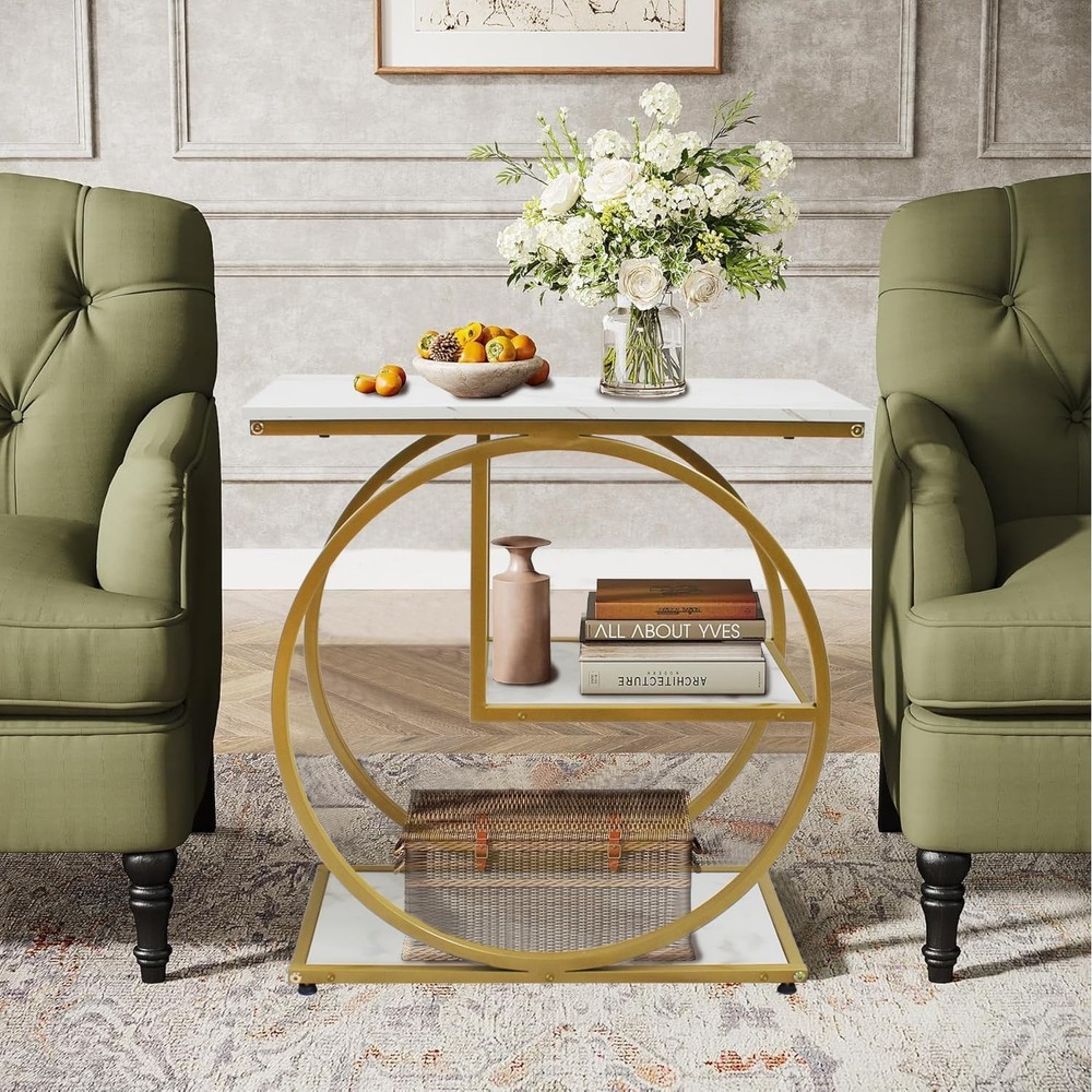 AT-VALY 3-Tier End Table, Side Table with Storage Shelves, Small Sofa Side Ta...