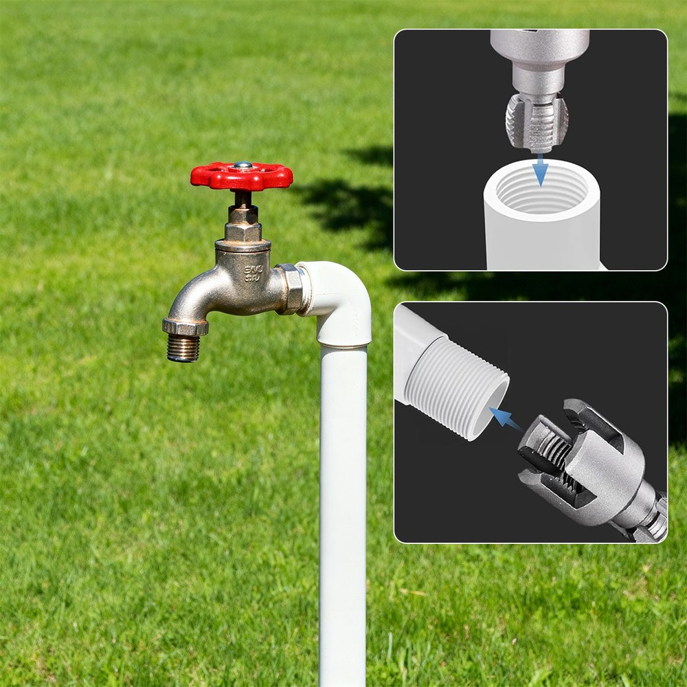 2Pack Integrated Internal & External Pipe Threading-Tool, PVC Pipe Threader Kit