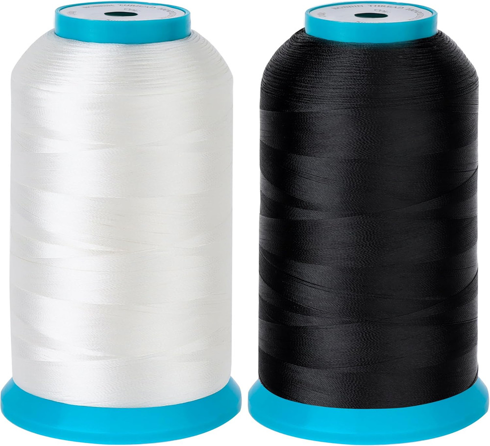 Set of 2 (Black+White) Bobbin Thread/Bottom Thread 60WT Huge Spool 5000M (5500Y)