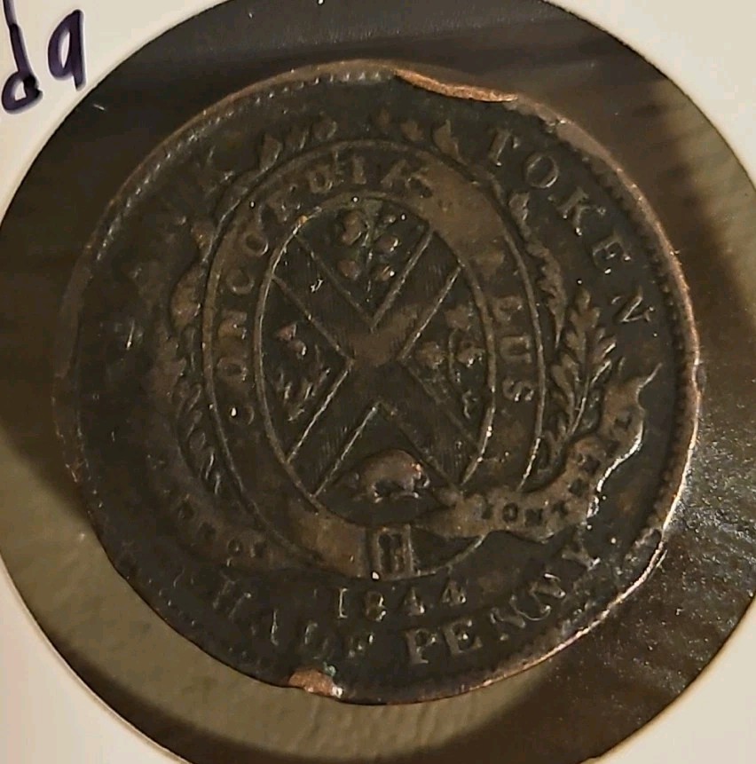 1844 Canada Montreal Half Penny