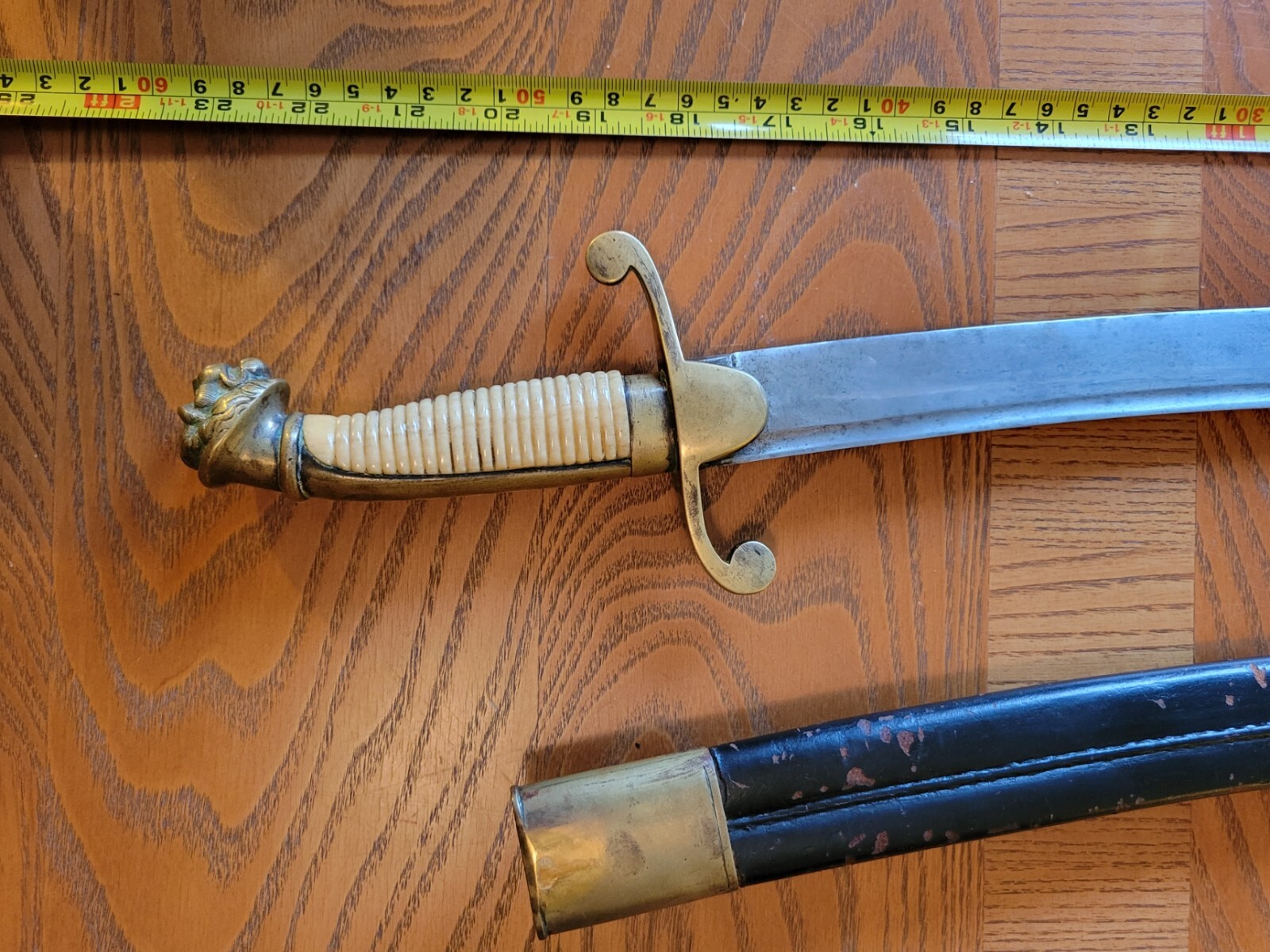 Antique Lion's Head Dagger Knife with Original Sheath, Circa 1840
