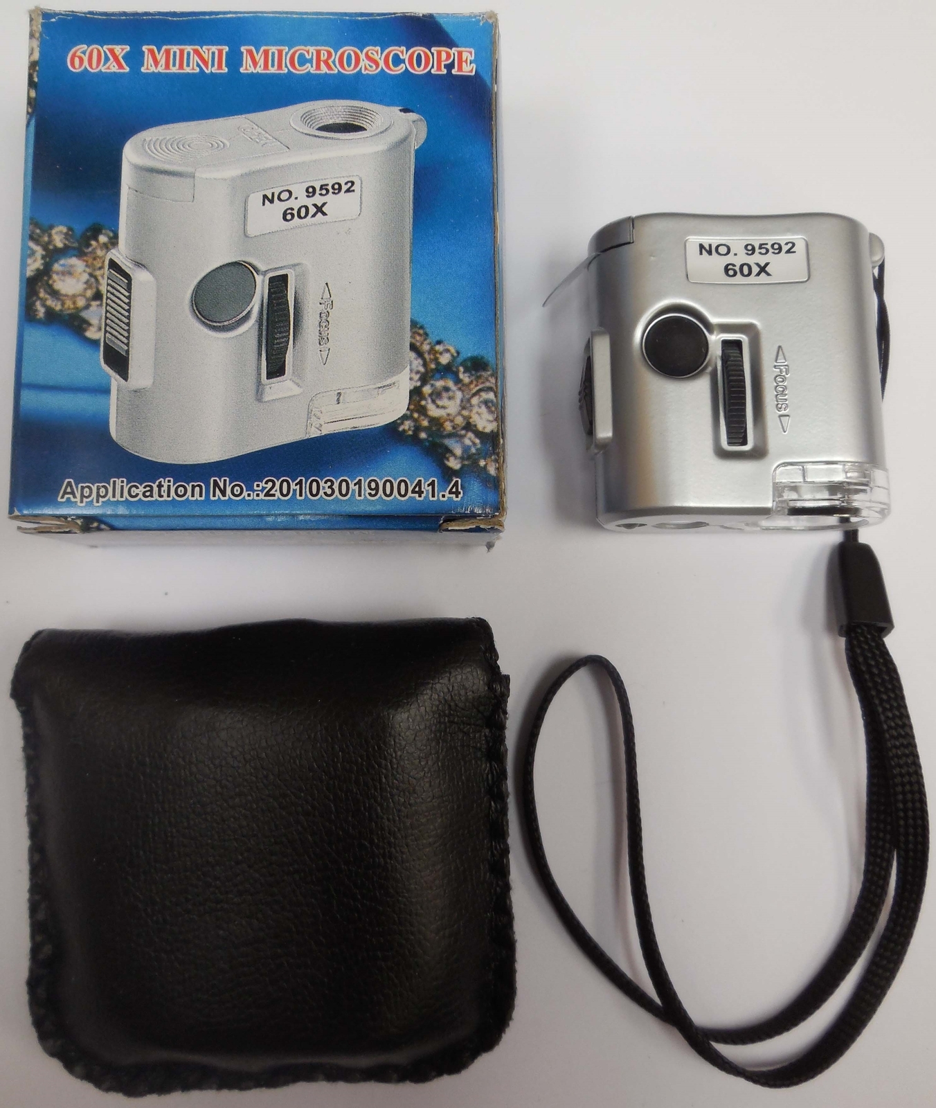 Mini Microscope 60X Adjustable Focus 3 Light Pocket Size Currency Detection