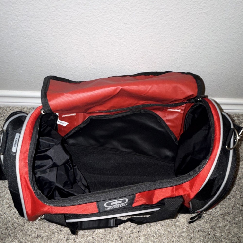OGIO Red Black Polyester Gym Bag with Adjustable Strap Firefighter Logo