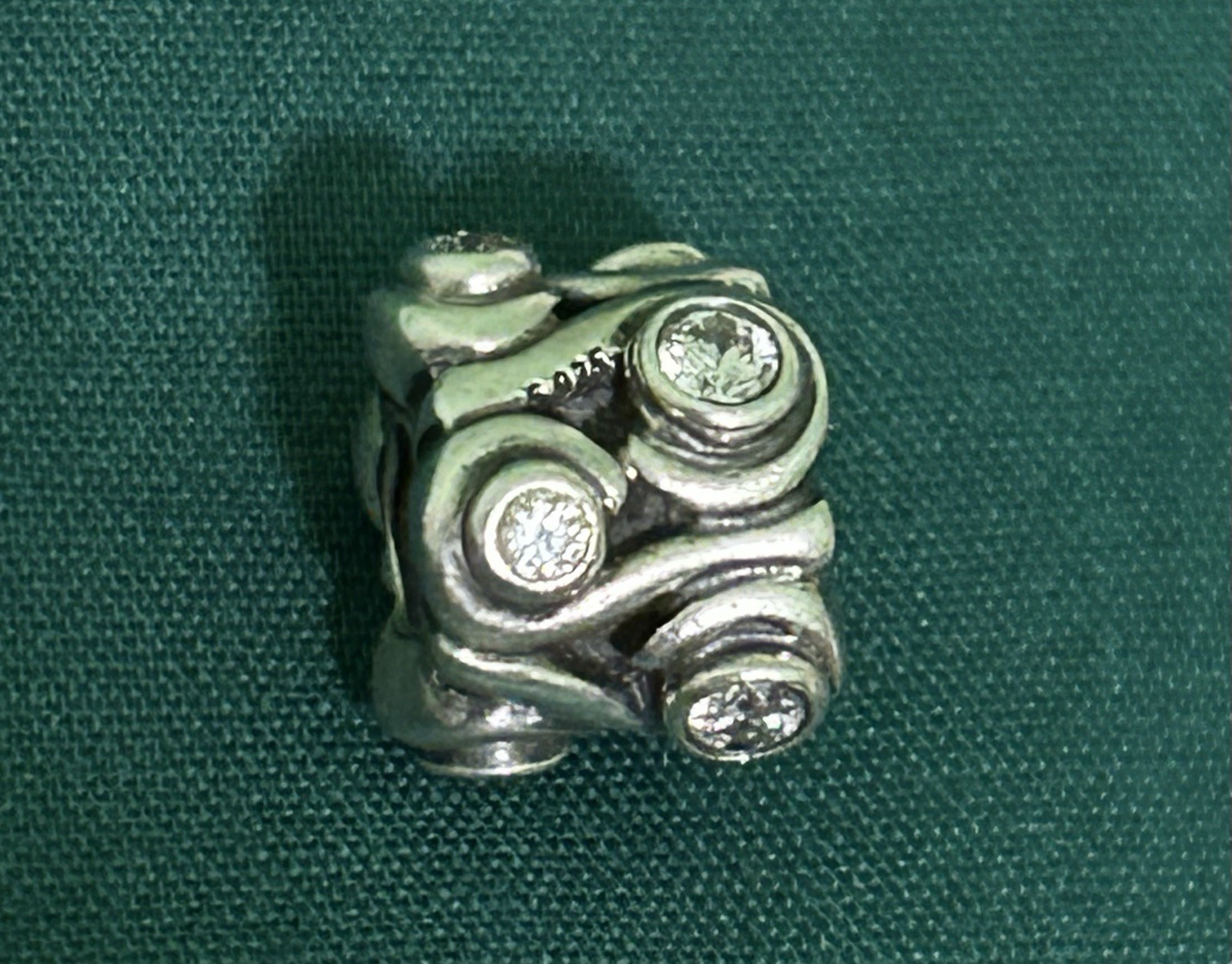 Pandora Sterling Silver Retired Ocean Wave Clear CZ Bead Charm 790369CZ