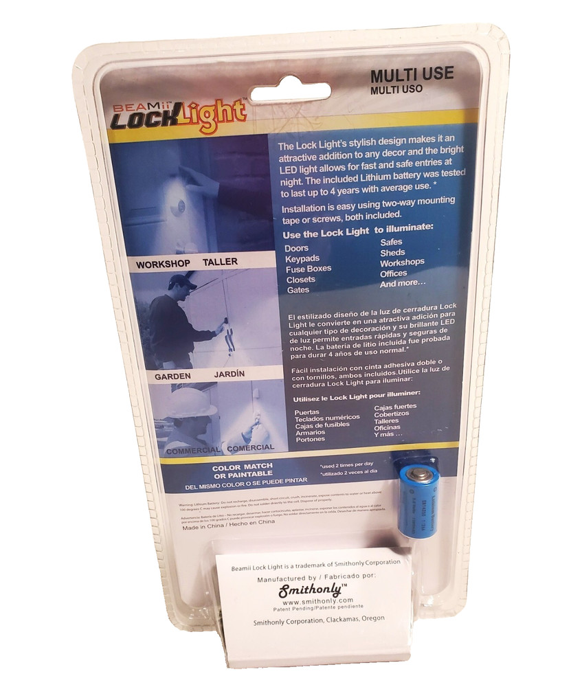 HTF BEAMii LOCK LIGHT BLACK Touch Activated Energy Saving Paintable NEW PACKAGE