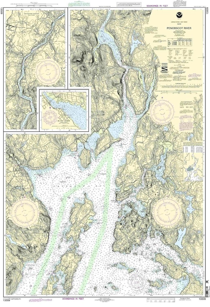 NOAA Penobscot River Belfast Harbor Chart 13309 29th Edition Marine Map