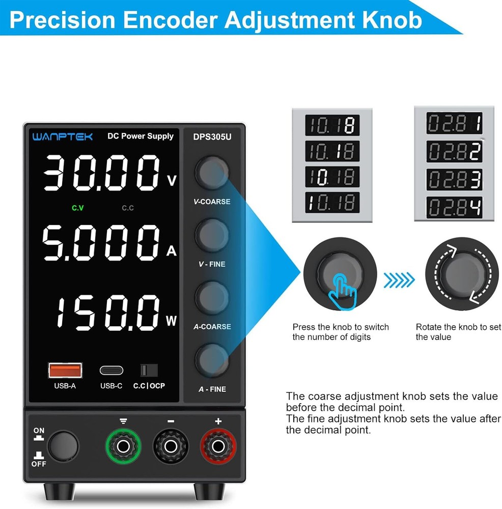 DPS305U Adjustable DC 0-30V 0-5A Lab Power Supply Variable Bench Switching
