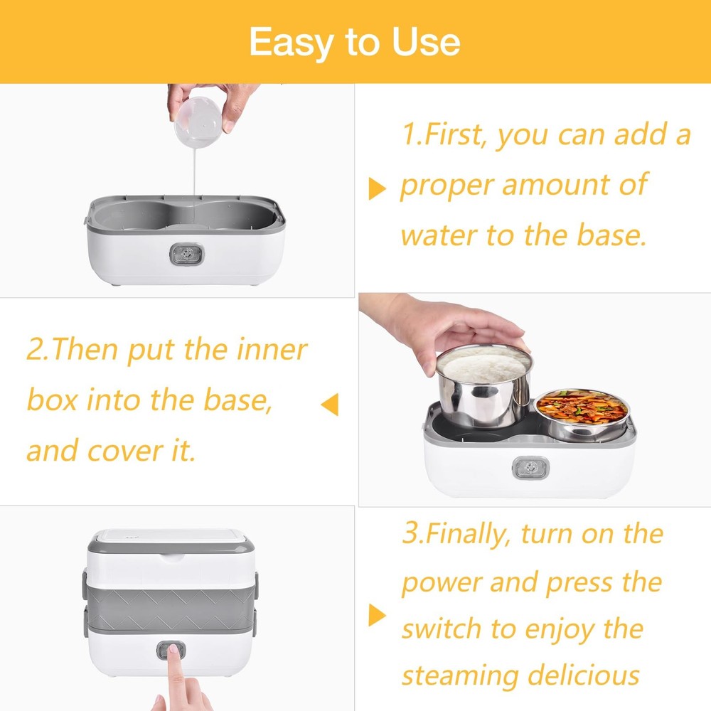 Electric Lunch Box, 200W Removable Heated Lunch Boxes for Working Men, 2L Cap...