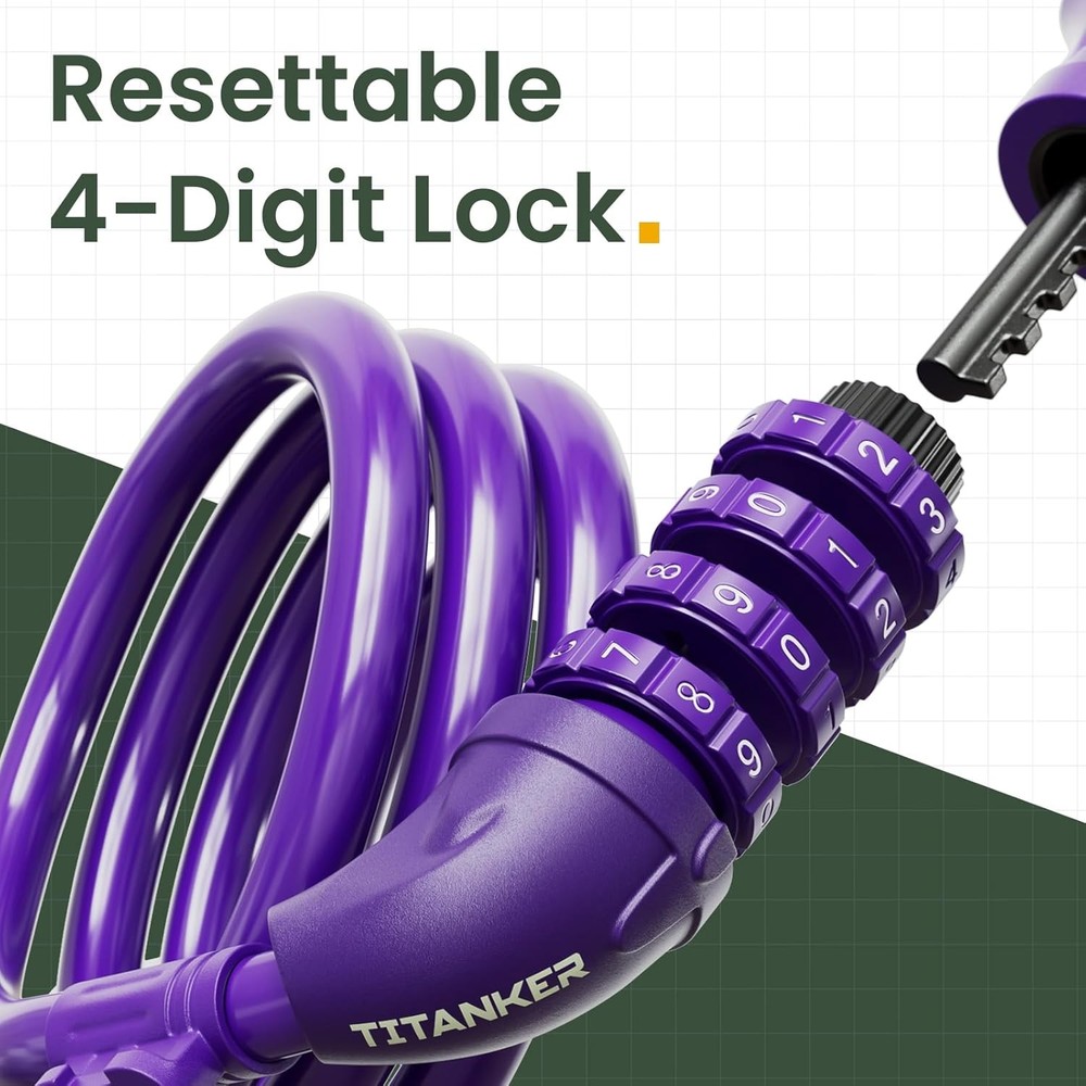Titanker Bike Lock Cable with Combination Security