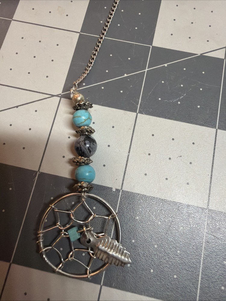 Snowflake obsidian pendulum with Detachable Dreamcatcher Chain