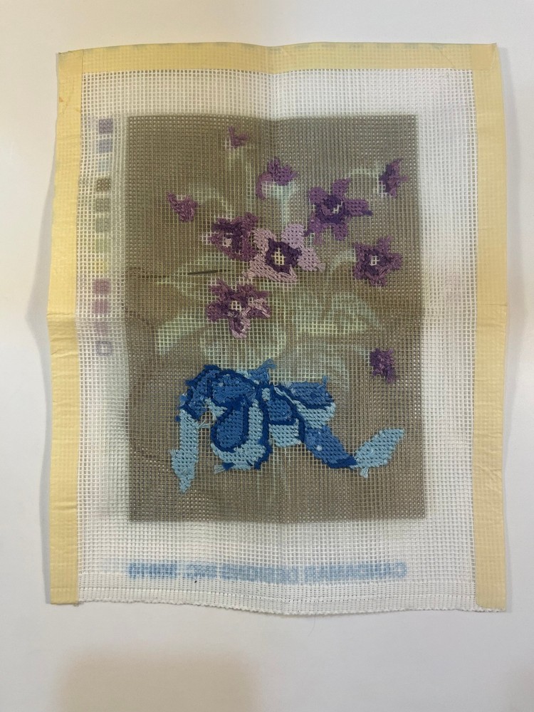 Golden Bee Needlepoint Kit #30810 "Violets on Green" - Started