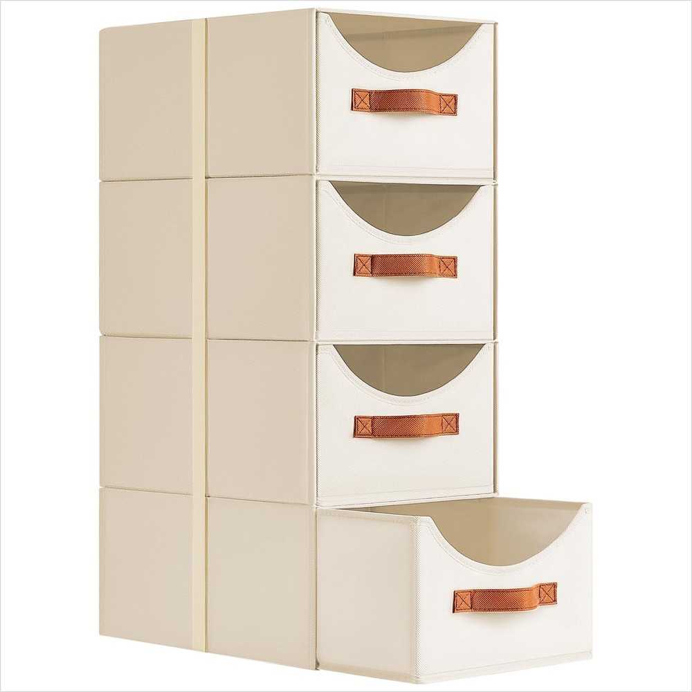 Stackable Storage Drawers - Collapsible Storage Bins with Drawers, 4 Pack Clo...
