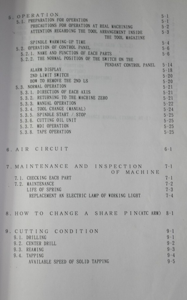 Kitamura CNC Lathe Mycenter-O Operations, Maintenance Programming Manual 1995