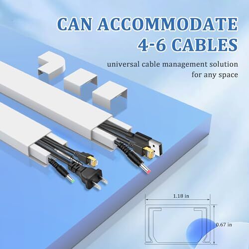 125" Cable Concealer Kit - Comprehensive Cord Management Wall for Large White