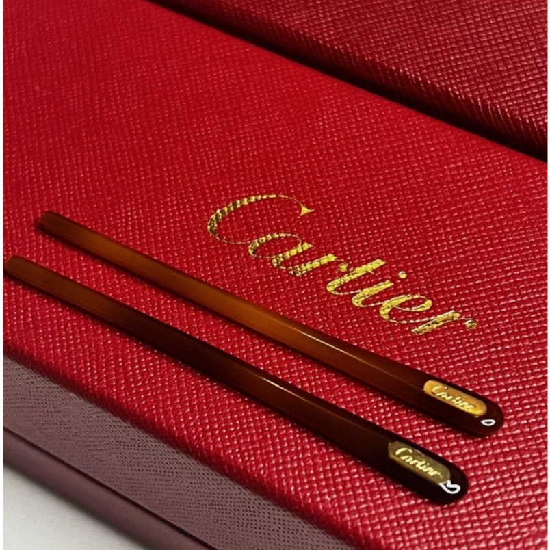 CARTIER Blonde Tortoise Gold Inlay Temple Tips 70mm OEM Replacements 1x SET NEW